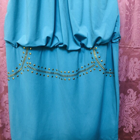 Thalia Sodi Women's Dress Blue Sleeveless Healt-neck Size M Excellent Condition$ - Picture 4 of 8